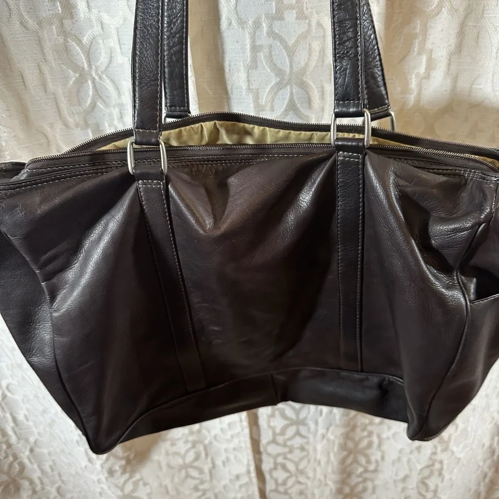 Vintage PIEL Saddle Leather Large Shopping Weekender Bag